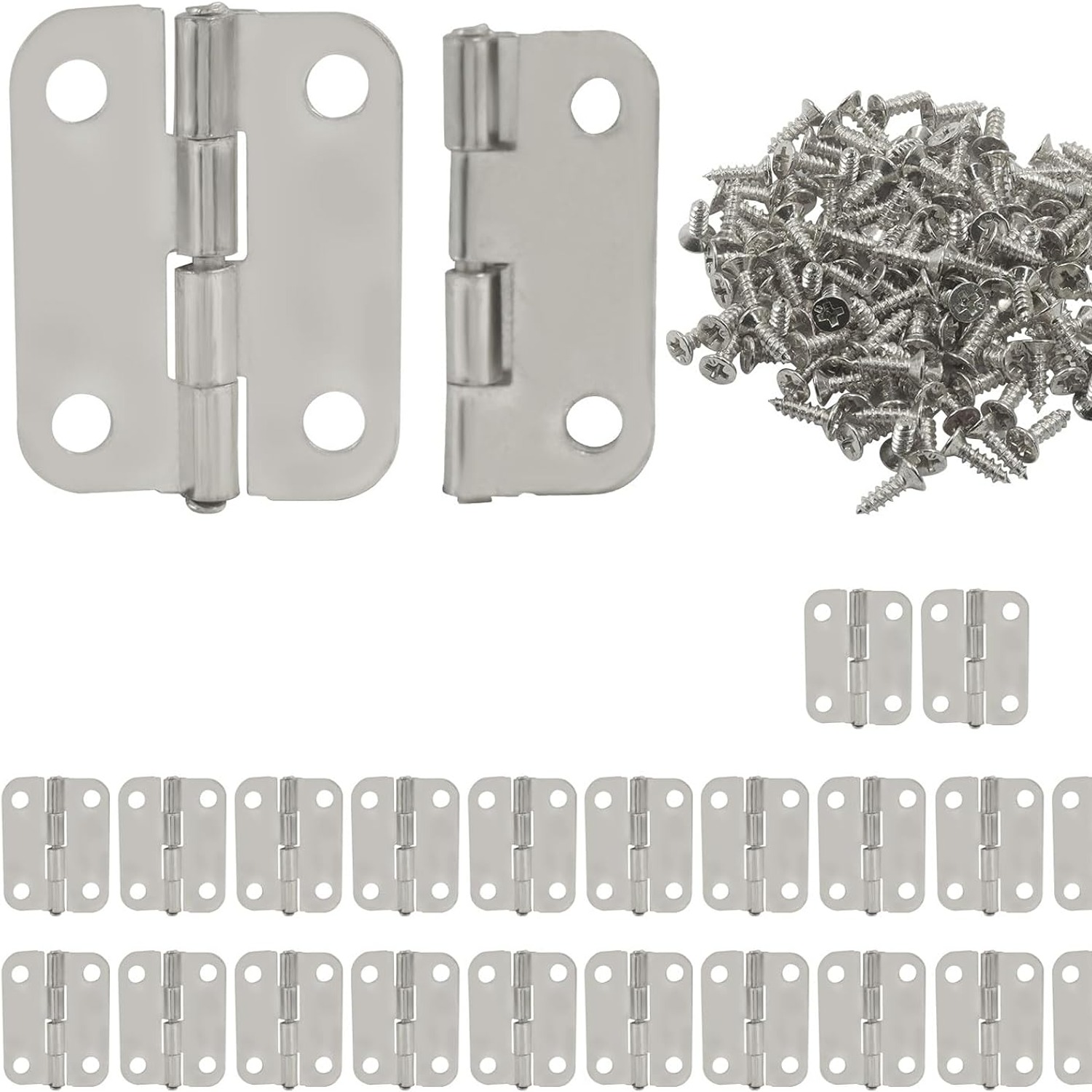 Murtenze Mini Silver Butt Hinges, 24 Pack: image 4
