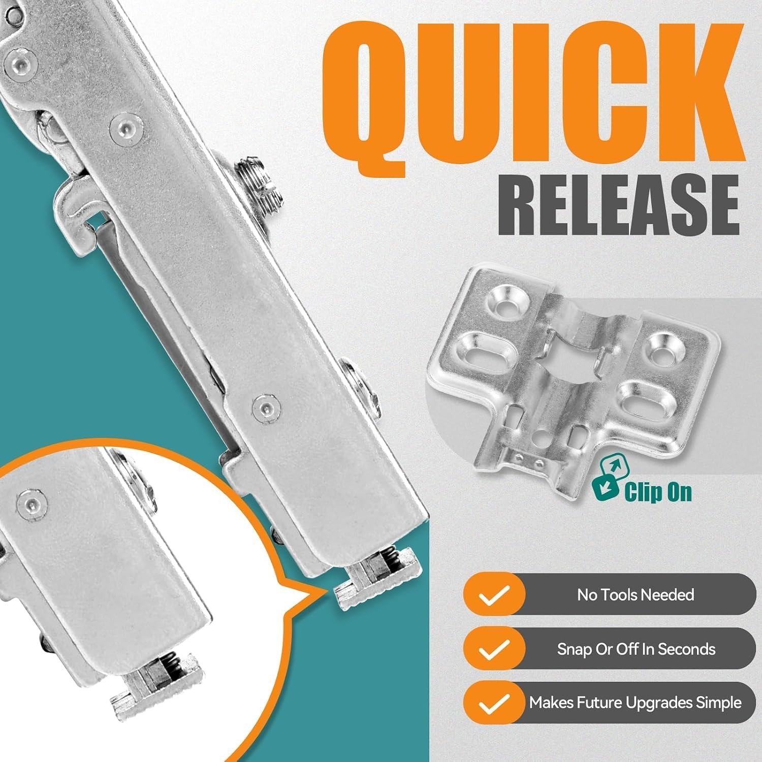 Full Overlay Soft Close Cabinet Hinges, 2 Pack
