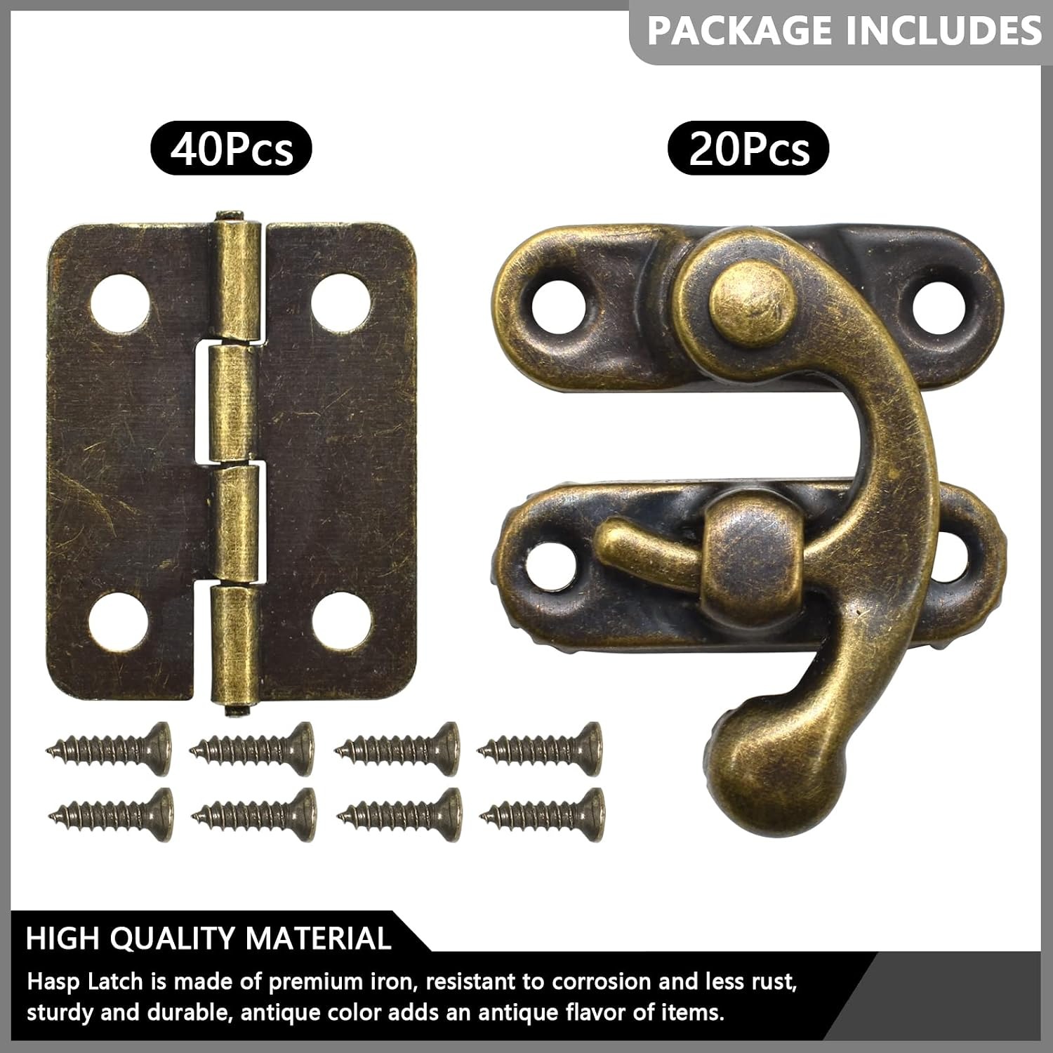 Antique Bronze Box Hinge and Latch Set