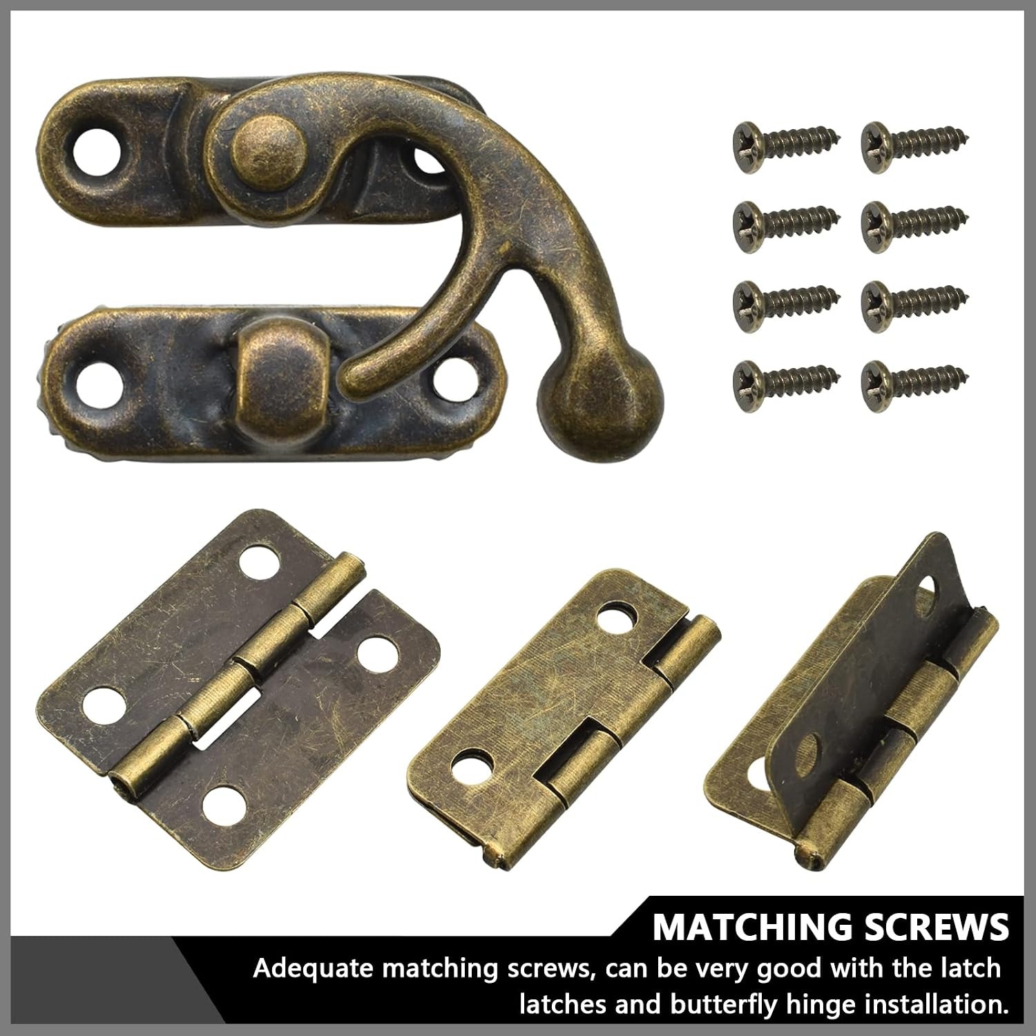 Antique Bronze Box Hinge and Latch Set