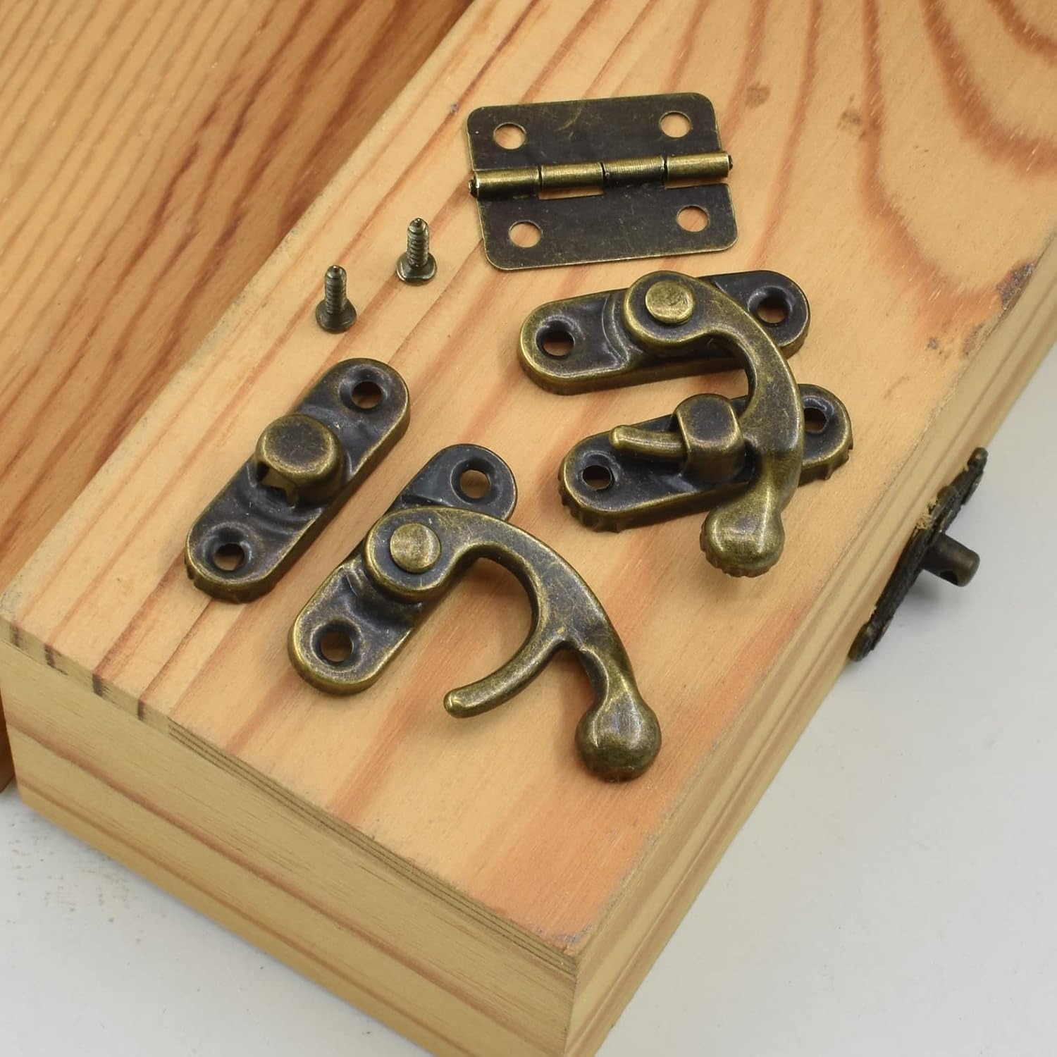Antique Bronze Box Hinge and Latch Set
